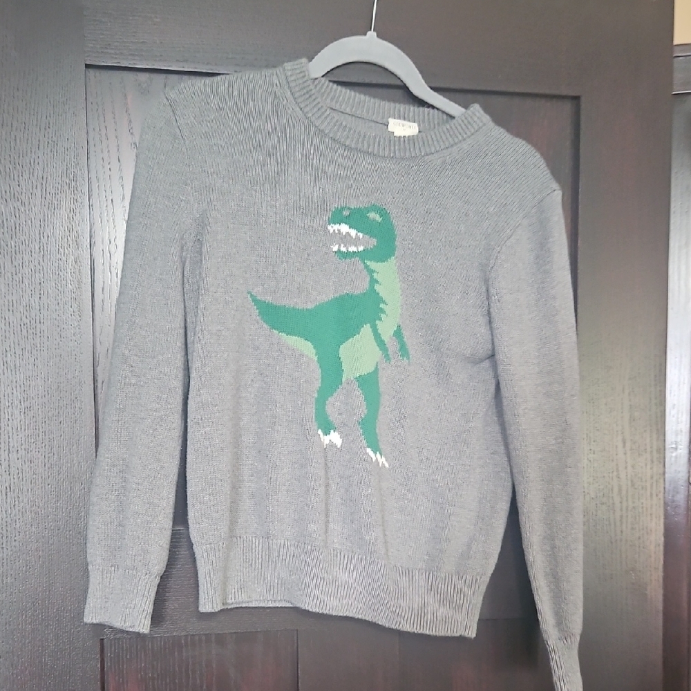Crewcuts Gray Sweater with Green Dinosaur